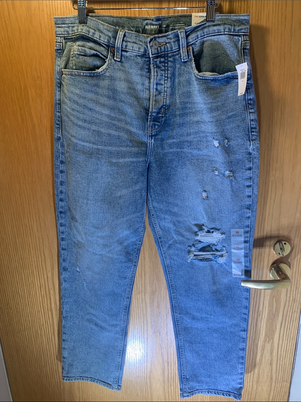 Old Navy Cotton Sky-Hi Straight Distressed Jeans - Size 12